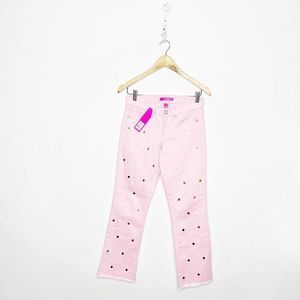 LILLY PULITZER SOUTH OCEAN CROP FLARE PINK TROPICS POLKA DOT JEAN 2 NWT